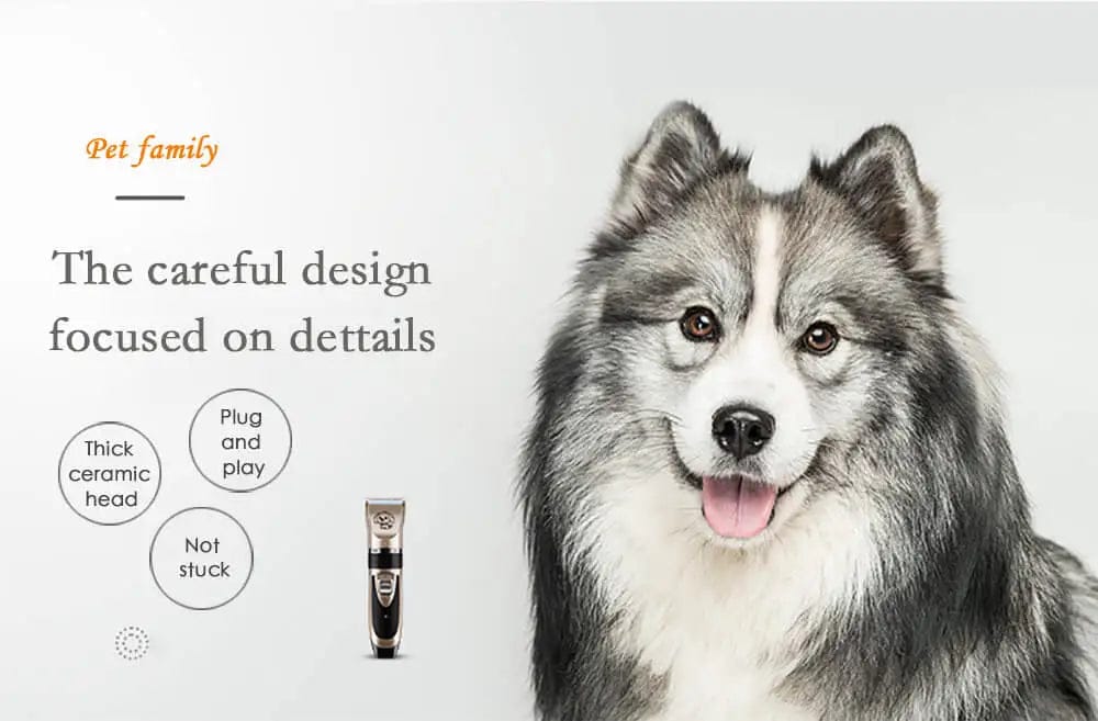 Low-Noise Dog Clippers - Rechargeable Pet Grooming Kit with 4 Guide Combs