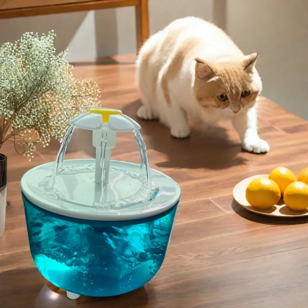 Luxury Cat Flower Water Fountain – Silent USB Automatic Pet Water Dispenser with Multi-Layer Filter for Cats & Small Dogs