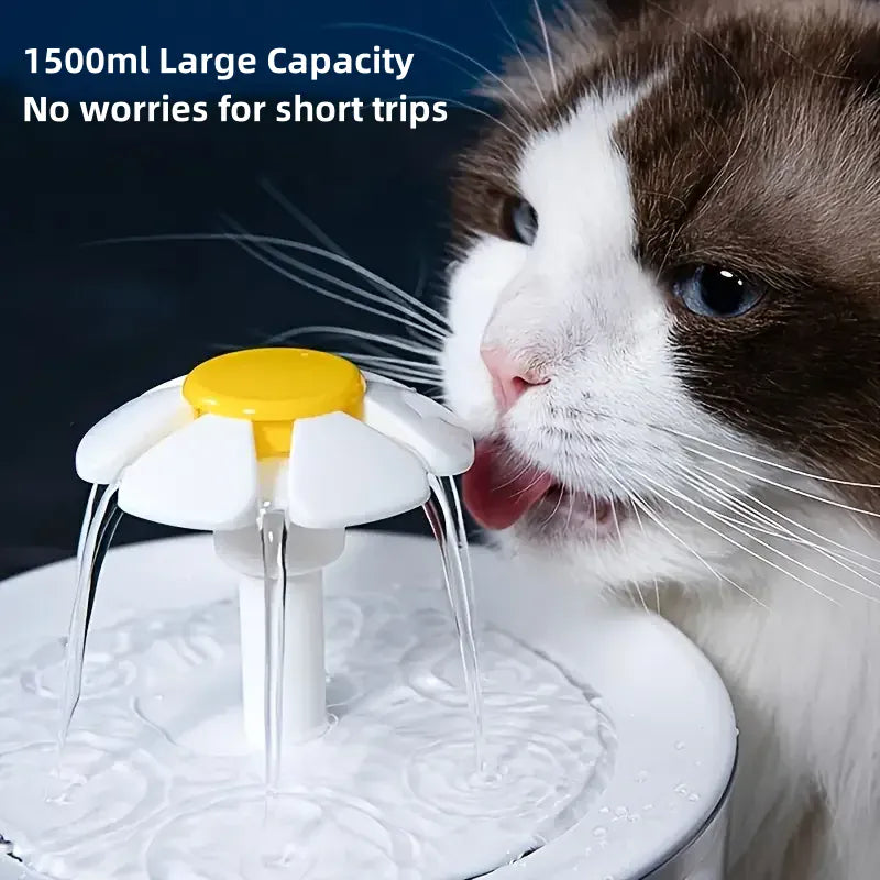 Luxury Cat Flower Water Fountain – Silent USB Automatic Pet Water Dispenser with Multi-Layer Filter for Cats & Small Dogs