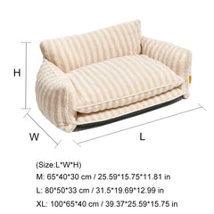 Luxury Striped Lambswool Pet Sofa - Double Layer Couch for Dogs & Cats