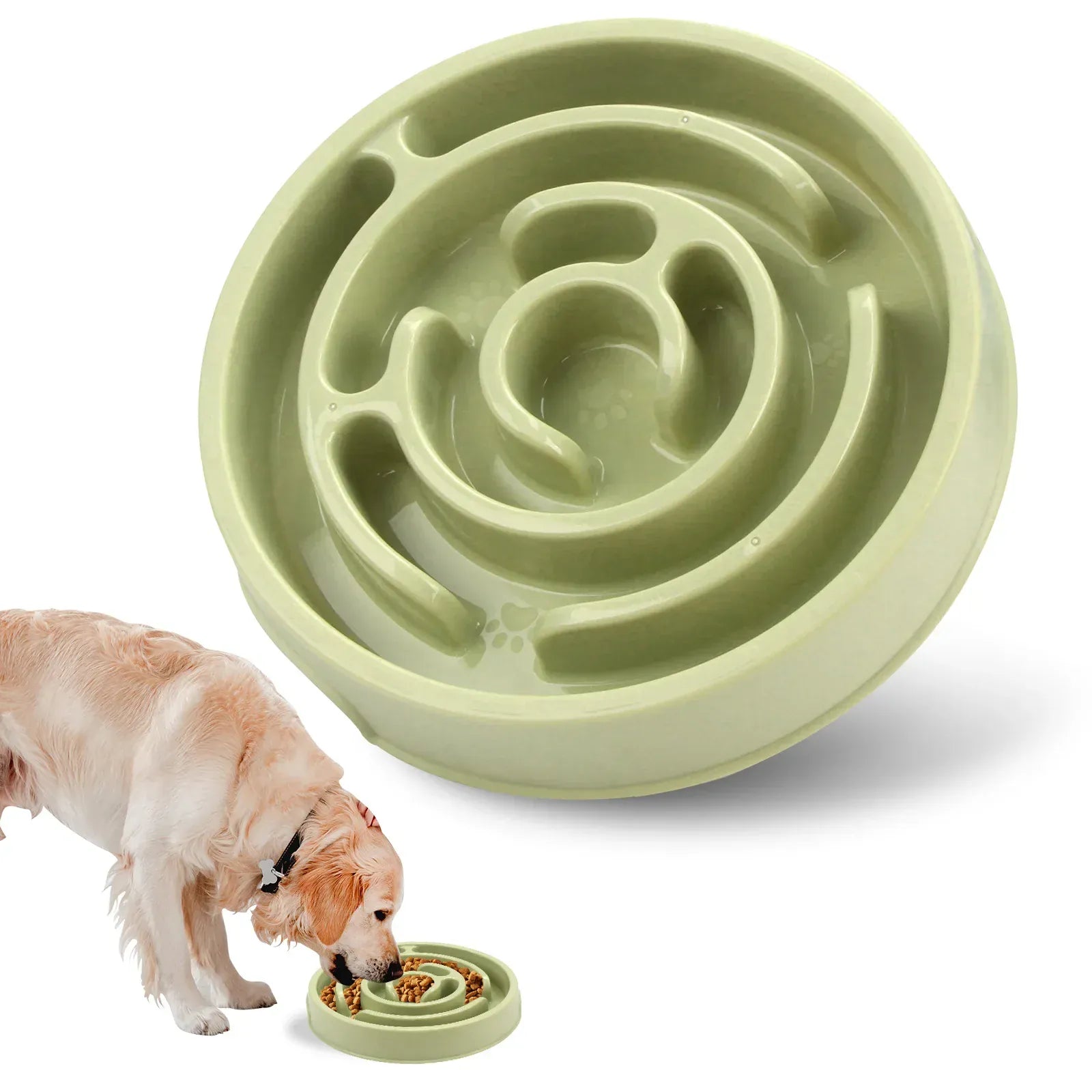 Maze Pattern Slow Feeder Bowl - Anti-Gulping Puzzle Dish for Dogs & Cats