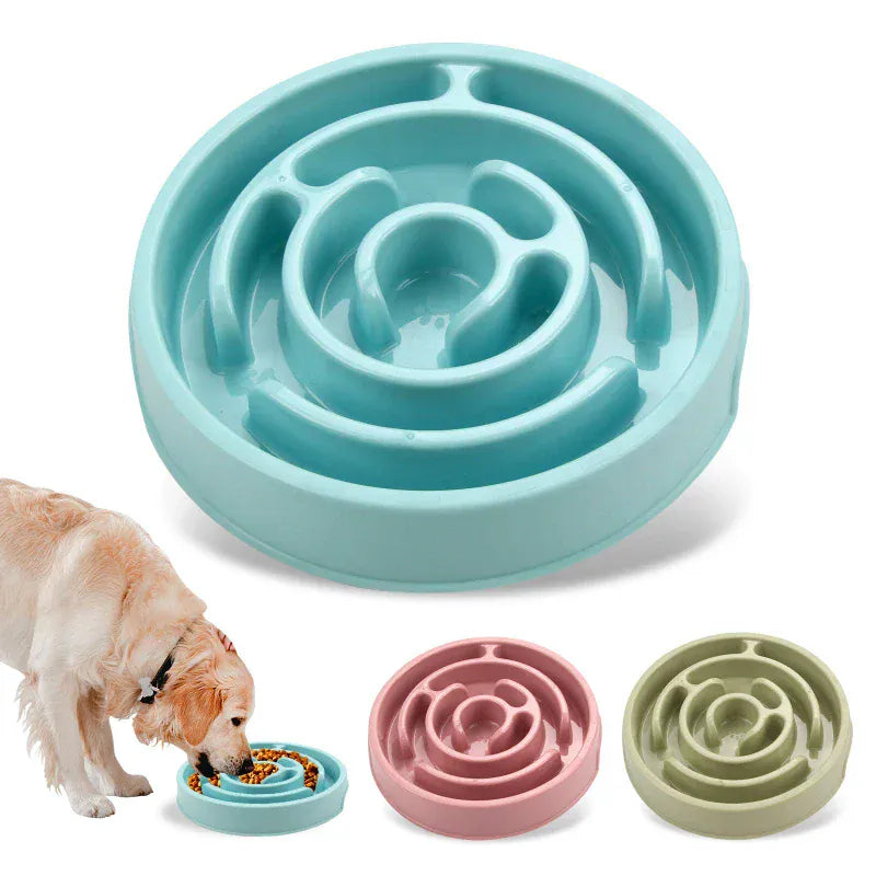 Maze Pattern Slow Feeder Bowl - Anti-Gulping Puzzle Dish for Dogs & Cats