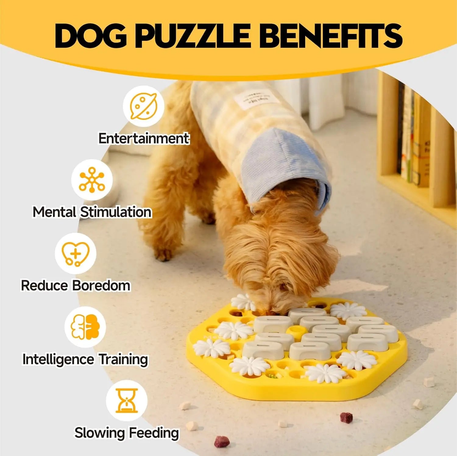 MEWOOFUN Dog Puzzle Toy | Interactive Level 3 Slow Feeder Game for Dogs & Cats | Mental Stimulation & Treat Dispenser