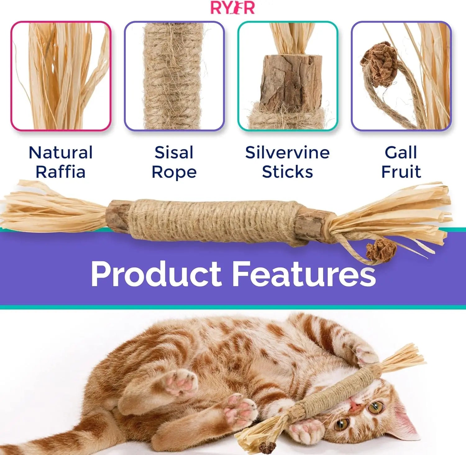 Natural Catnip Chew Sticks - Dental Health Cat Toys Silvervine Matatabi Cat Treats