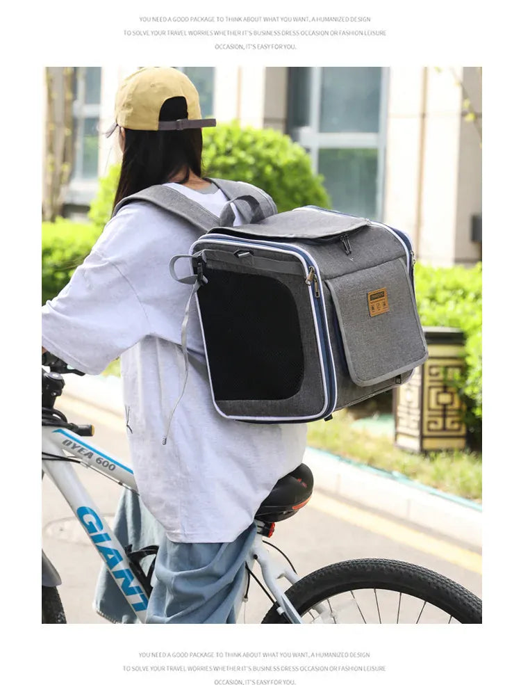 Nordic Style Pet Bike & Car Carrier – Portable Backpack for Outdoor Cycling & Travel