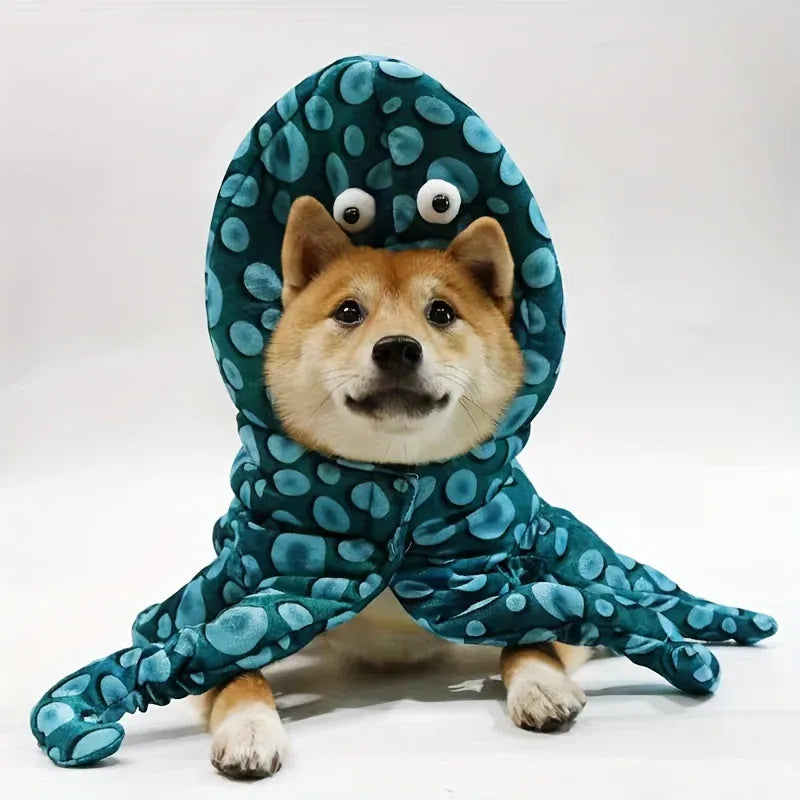 Octopus Costume for Dogs & Cats – Cute Hoodie Outfit for Halloween Christmas Holiday