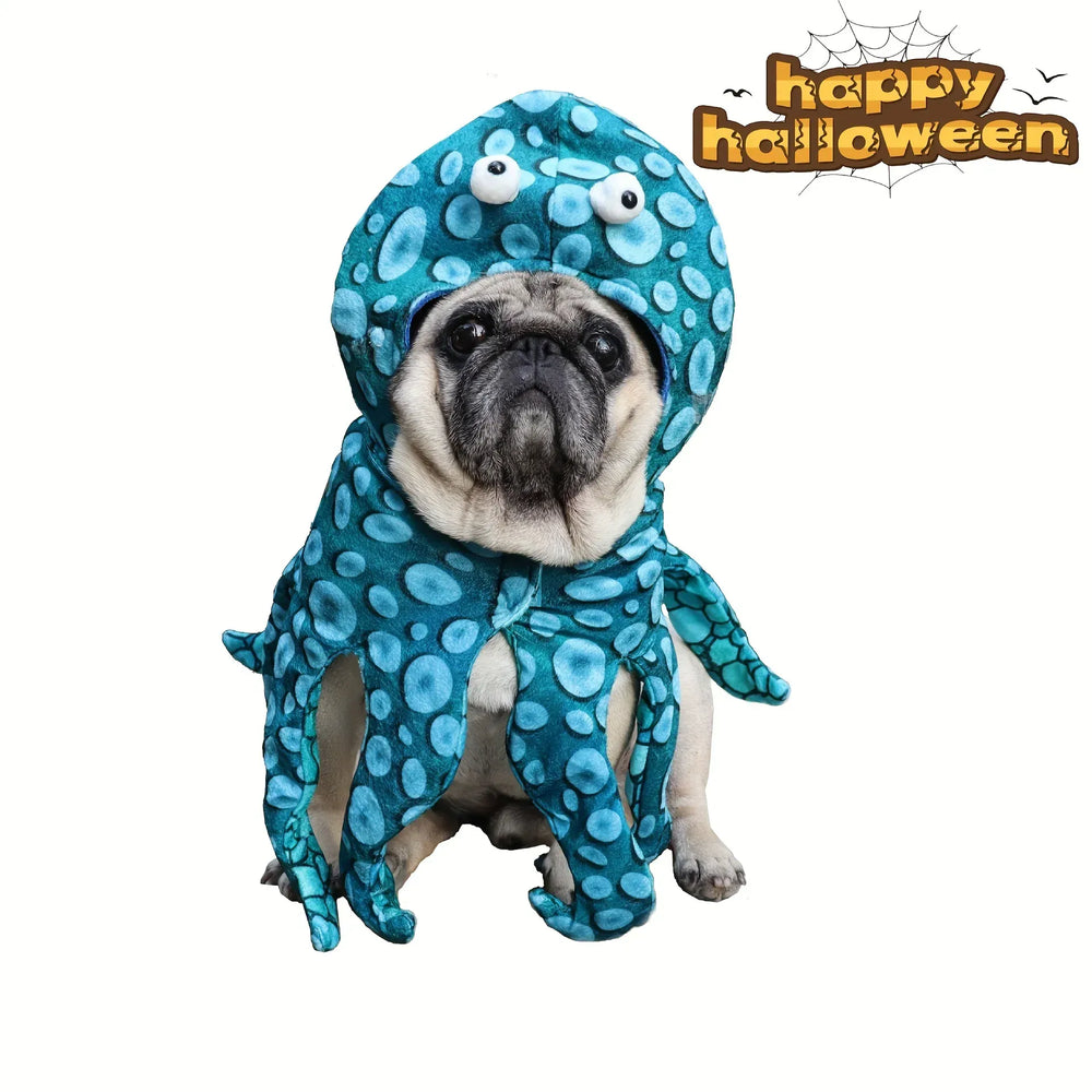Octopus Costume for Dogs & Cats – Cute Hoodie Outfit for Halloween Christmas Holiday