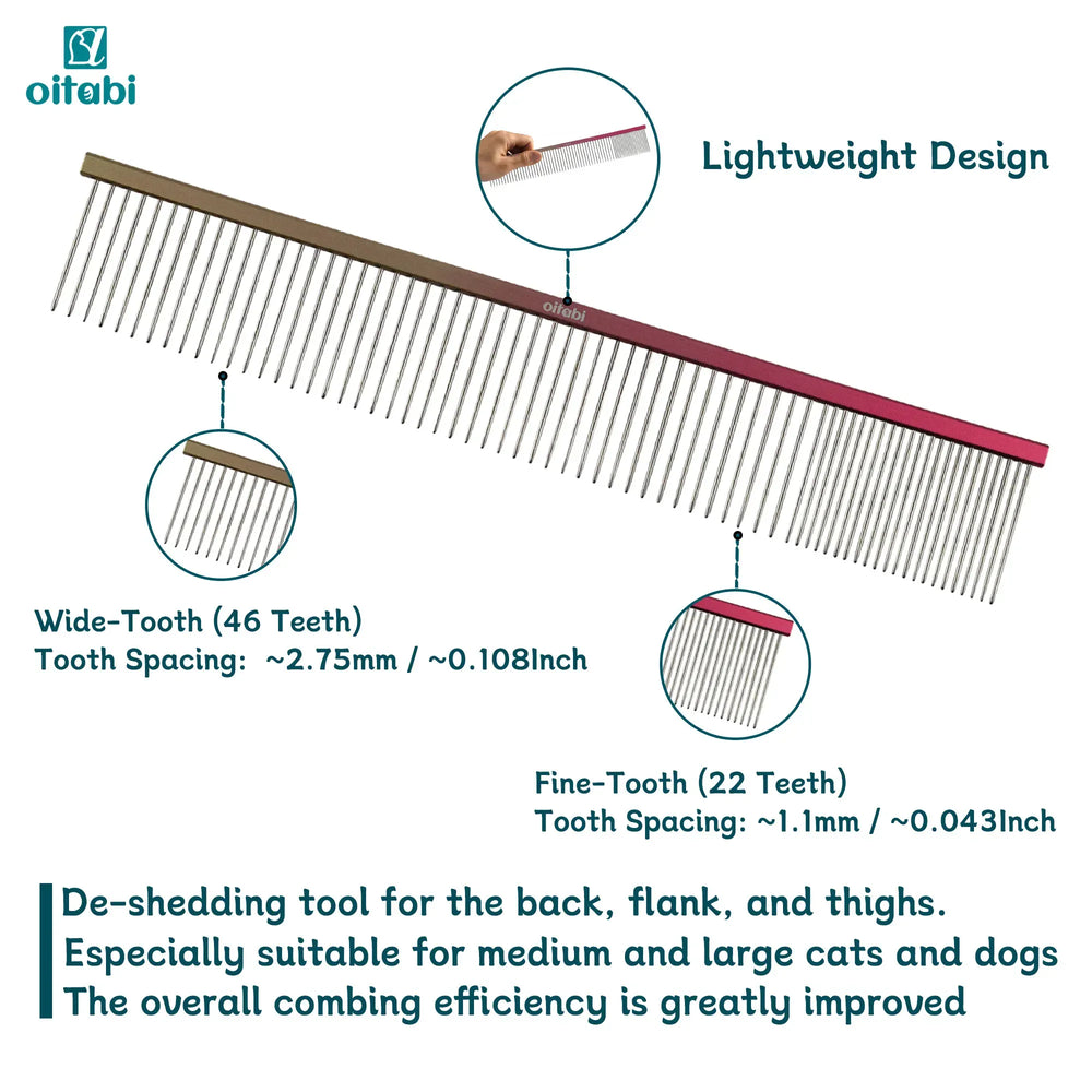 OITABI Professional Pet Grooming Comb Set - Gradient Tapered Tail Combs for Styling & Finishing
