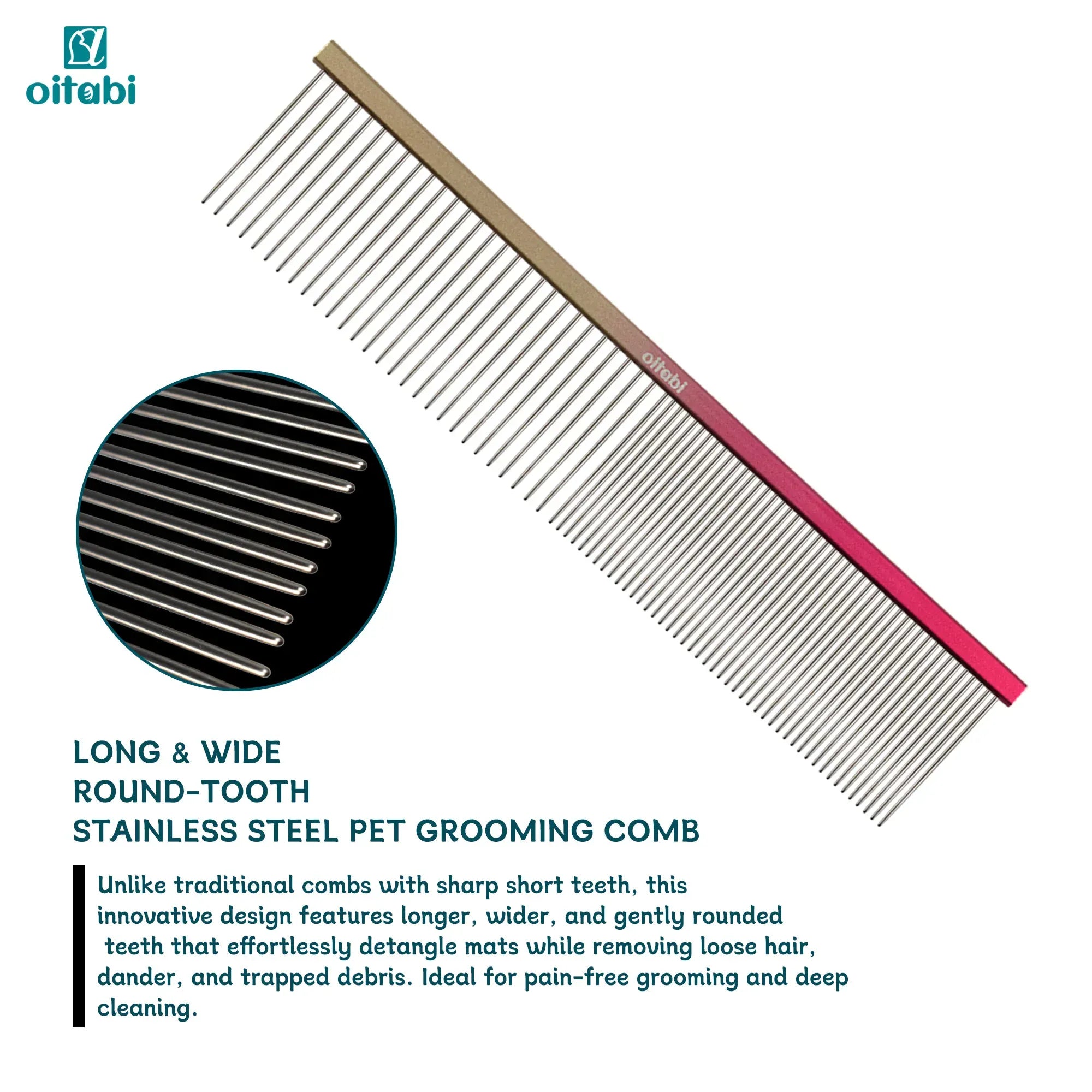 OITABI Professional Pet Grooming Comb Set - Gradient Tapered Tail Combs for Styling & Finishing