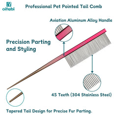 OITABI Professional Pet Grooming Comb Set - Gradient Tapered Tail Combs for Styling & Finishing