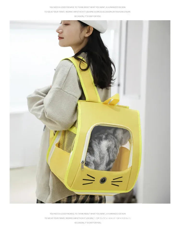 Outdoor Cat Backpack Carrier - Breathable Pet Transport Bag for Cats & Small Dogs, 35x35x25cm Portable Shoulder Carrier with Mesh Windows