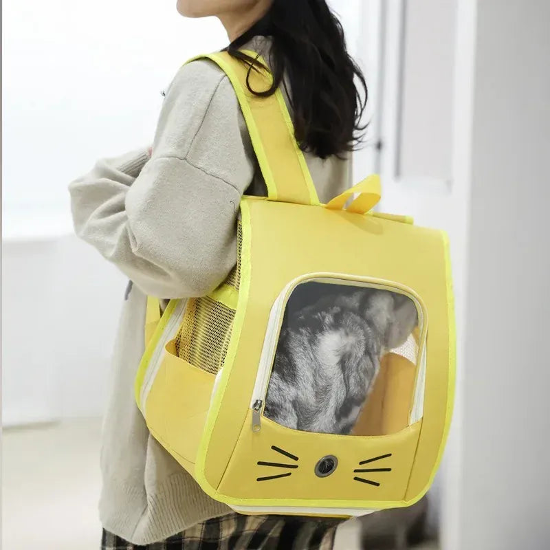 Outdoor Cat Backpack Carrier - Breathable Pet Transport Bag for Cats & Small Dogs, 35x35x25cm Portable Shoulder Carrier with Mesh Windows