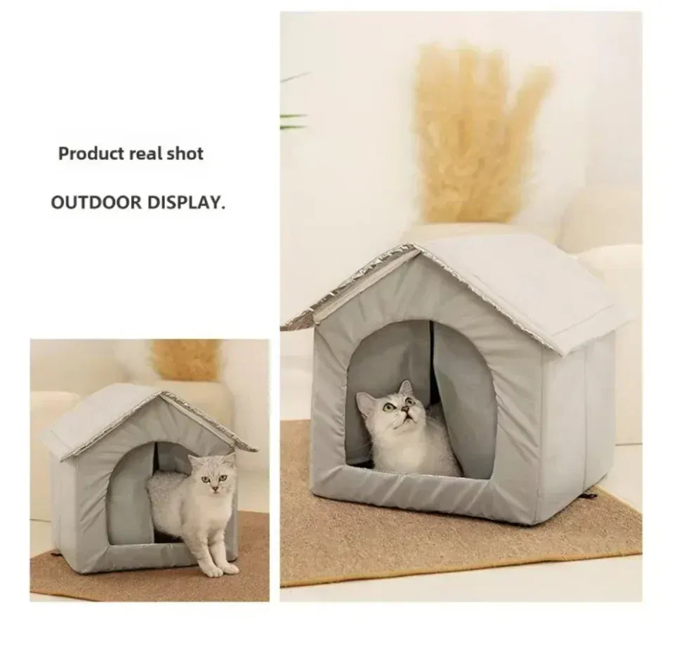 Outdoor Cat House Waterproof - Winter Warm Stray Shelter Weatherproof Pet House