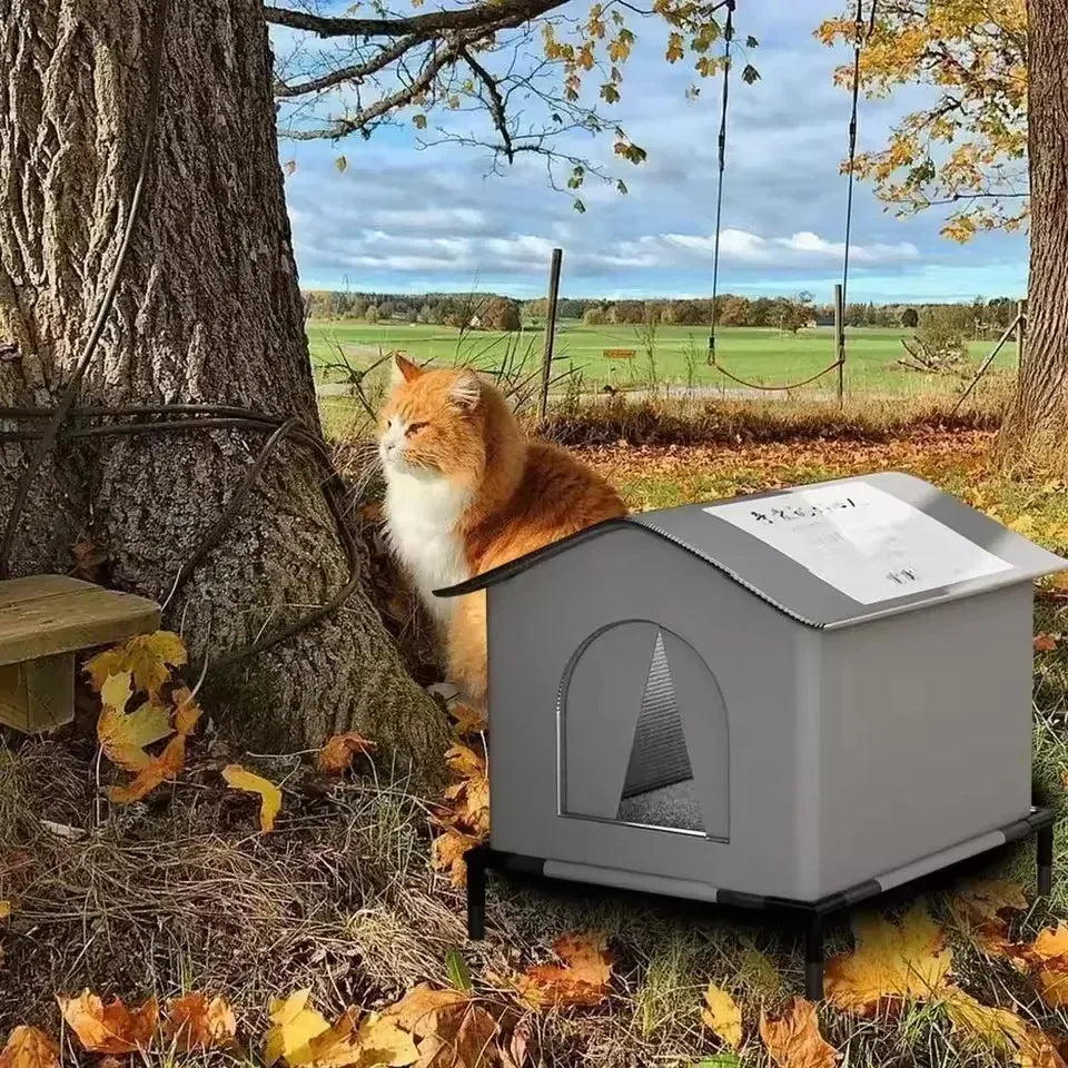 Outdoor Cat House Waterproof - Winter Warm Stray Shelter Weatherproof Pet House