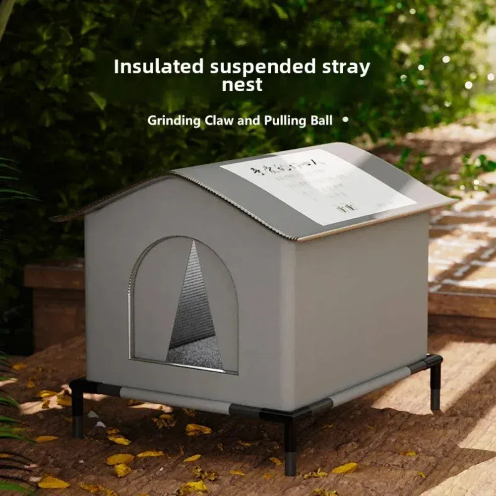 Outdoor Cat House Waterproof - Winter Warm Stray Shelter Weatherproof Pet House