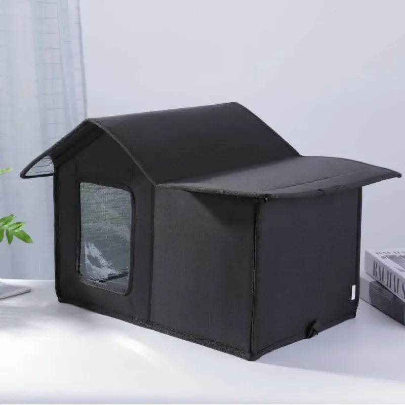 Outdoor Cat House with Detachable Roof - Waterproof Windproof Pet Shelter for All Seasons, Easy Clean Cat & Dog Bed for Outdoor/Indoor Use