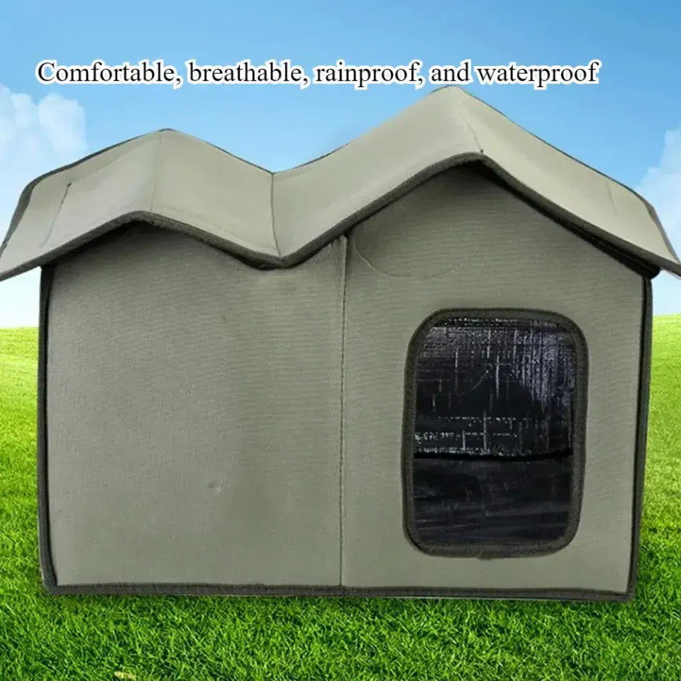 Outdoor Cat House with Detachable Roof - Waterproof Windproof Pet Shelter for All Seasons, Easy Clean Cat & Dog Bed for Outdoor/Indoor Use
