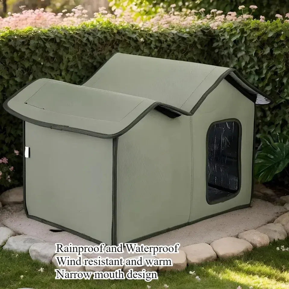 Outdoor Cat House with Detachable Roof - Waterproof Windproof Pet Shelter for All Seasons, Easy Clean Cat & Dog Bed for Outdoor/Indoor Use