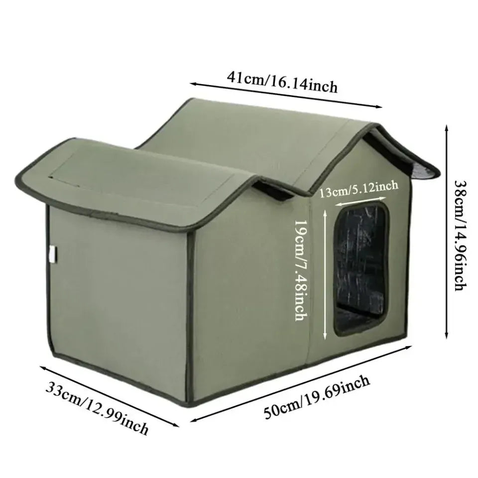 Outdoor Cat House with Detachable Roof - Waterproof Windproof Pet Shelter for All Seasons, Easy Clean Cat & Dog Bed for Outdoor/Indoor Use