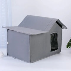 Outdoor Cat House with Detachable Roof - Waterproof Windproof Pet Shelter for All Seasons, Easy Clean Cat & Dog Bed for Outdoor/Indoor Use