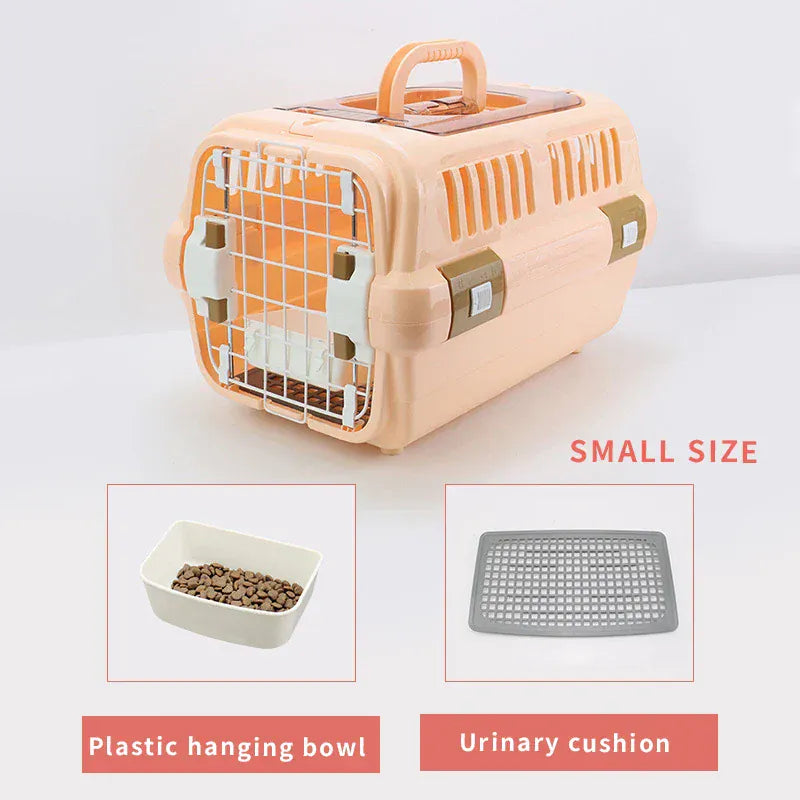 Outdoor Portable Cat Carrier Box - Large Capacity Aviation Pet Transport Cage, Breathable Solid Plastic Travel Crate for Cats & Small Dogs