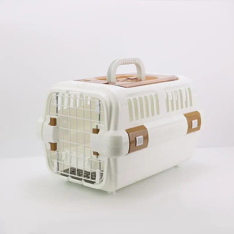 Outdoor Portable Cat Carrier Box - Large Capacity Aviation Pet Transport Cage, Breathable Solid Plastic Travel Crate for Cats & Small Dogs