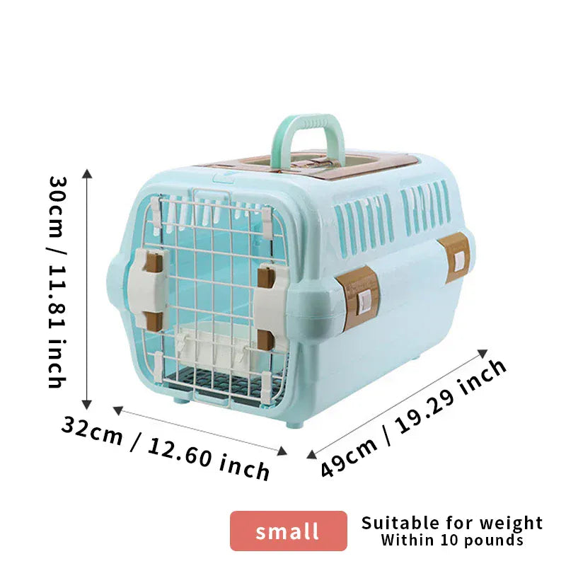 Outdoor Portable Cat Carrier Box - Large Capacity Aviation Pet Transport Cage, Breathable Solid Plastic Travel Crate for Cats & Small Dogs