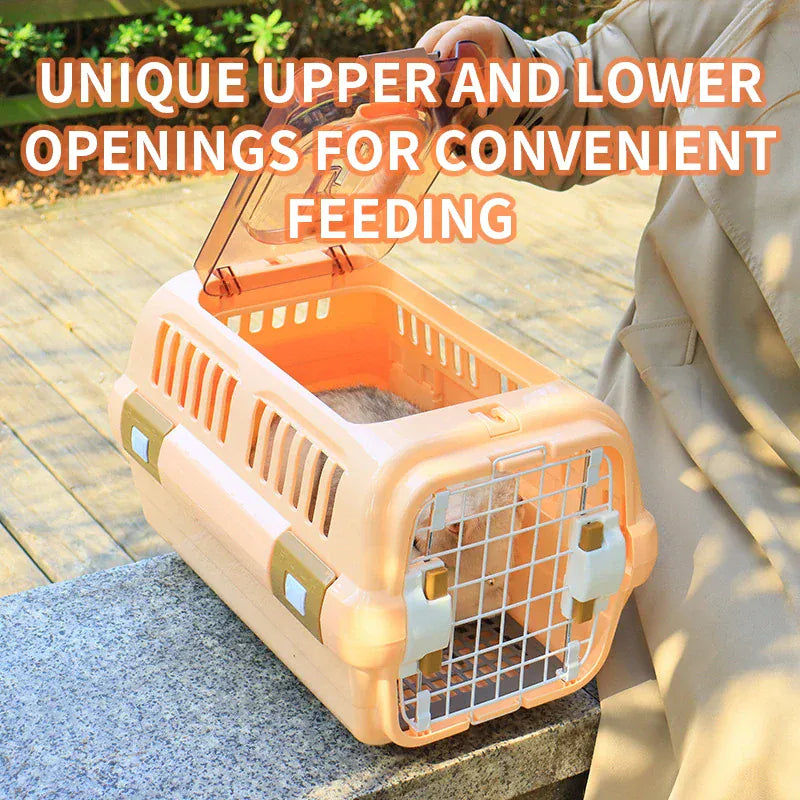 Outdoor Portable Cat Carrier Box - Large Capacity Aviation Pet Transport Cage, Breathable Solid Plastic Travel Crate for Cats & Small Dogs