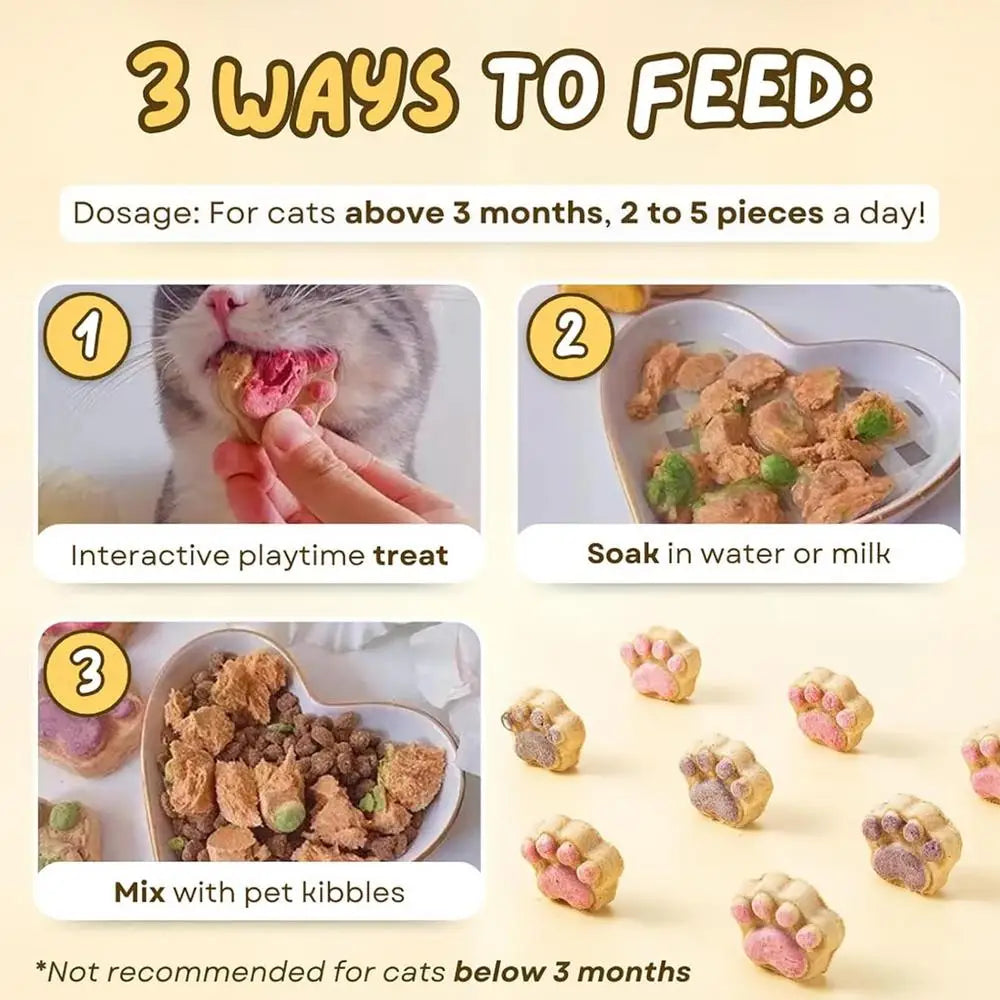 Paw Print Cat Treats - Natural Freeze-Dried Dental Health Snacks