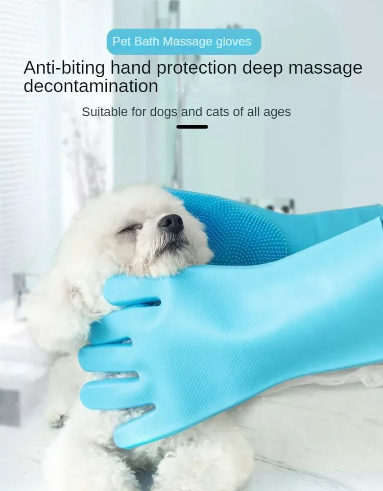 Pet Bathing Gloves - Magic Silicone Grooming Gloves for Dogs & Cats, Double-Sided Brush Gloves for Shedding, Washing & Massage