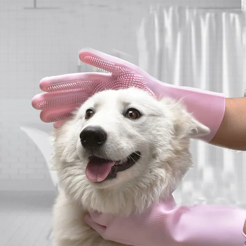Pet Bathing Gloves - Magic Silicone Grooming Gloves for Dogs & Cats, Double-Sided Brush Gloves for Shedding, Washing & Massage