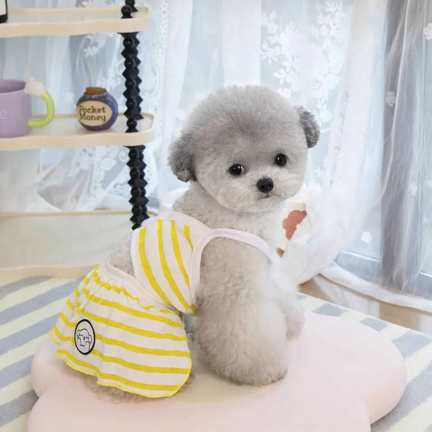 Pet Bikini & Skirt Set – Striped Summer Outfit for Small Dogs & Cats