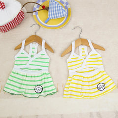 Pet Bikini & Skirt Set – Striped Summer Outfit for Small Dogs & Cats