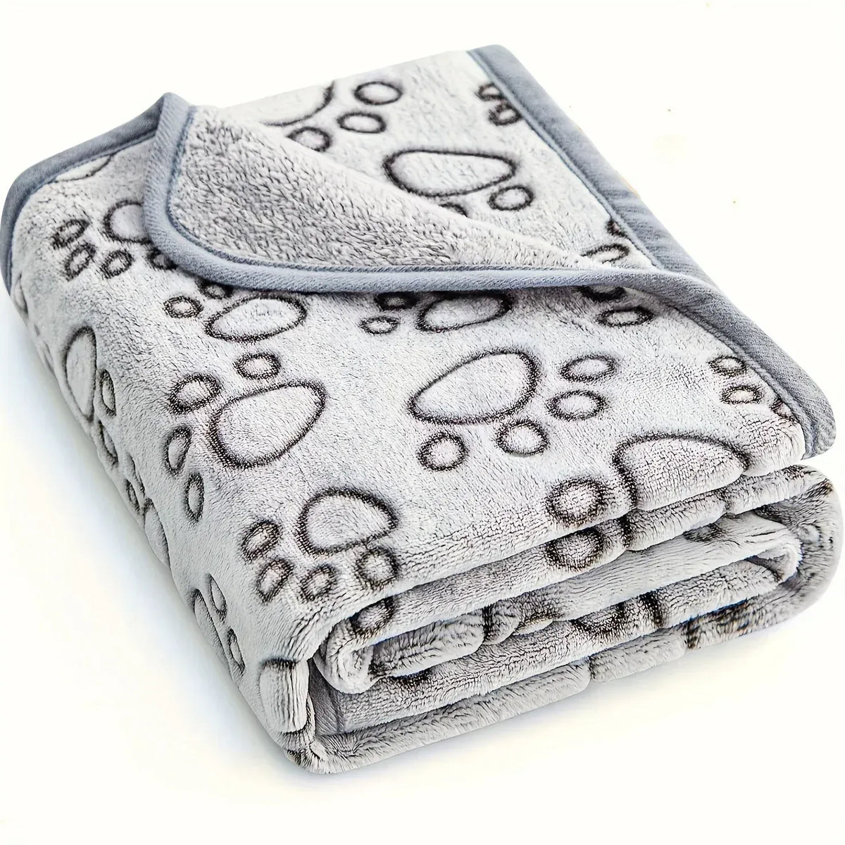 Pet Blanket with Flower Footprints - Warm Machine Washable Cat Dog Mat, Winter Comfort Pad in Multiple Sizes (Gray)