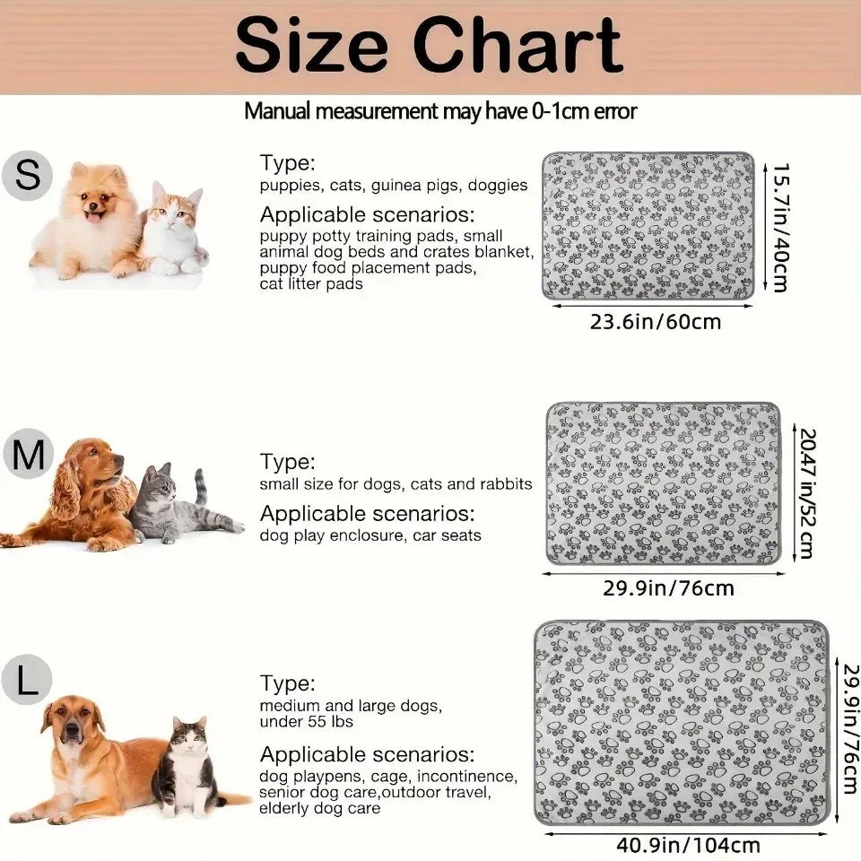 Pet Blanket with Flower Footprints - Warm Machine Washable Cat Dog Mat, Winter Comfort Pad in Multiple Sizes (Gray)