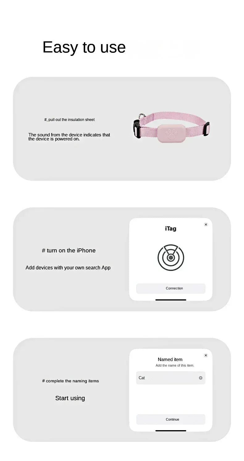 Pet Bluetooth GPS Tracker Collar - Anti-Lost Locator for Cats & Dogs