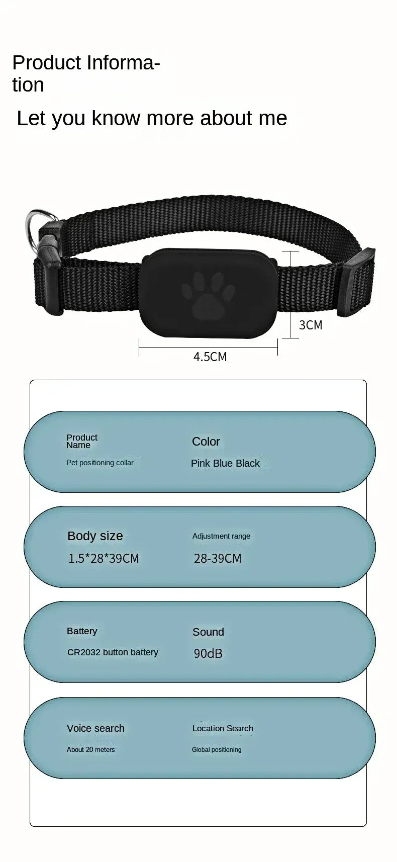 Pet Bluetooth GPS Tracker Collar - Anti-Lost Locator for Cats & Dogs