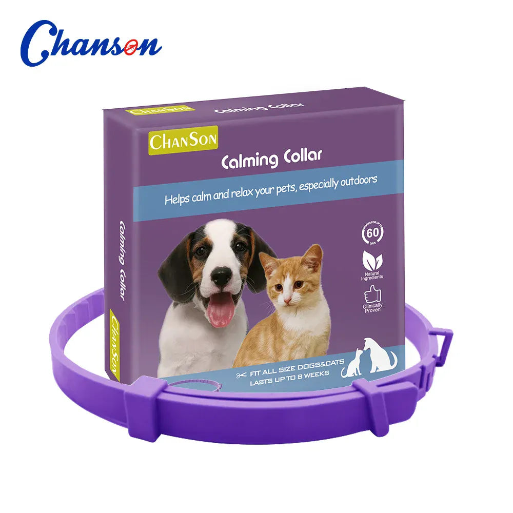Pet Calming Collar for Cats & Dogs - 2-Month Anxiety Relief with Natural Pheromones, Adjustable Stress Reduction Collar for Thunder, Travel & Separation Anxiety