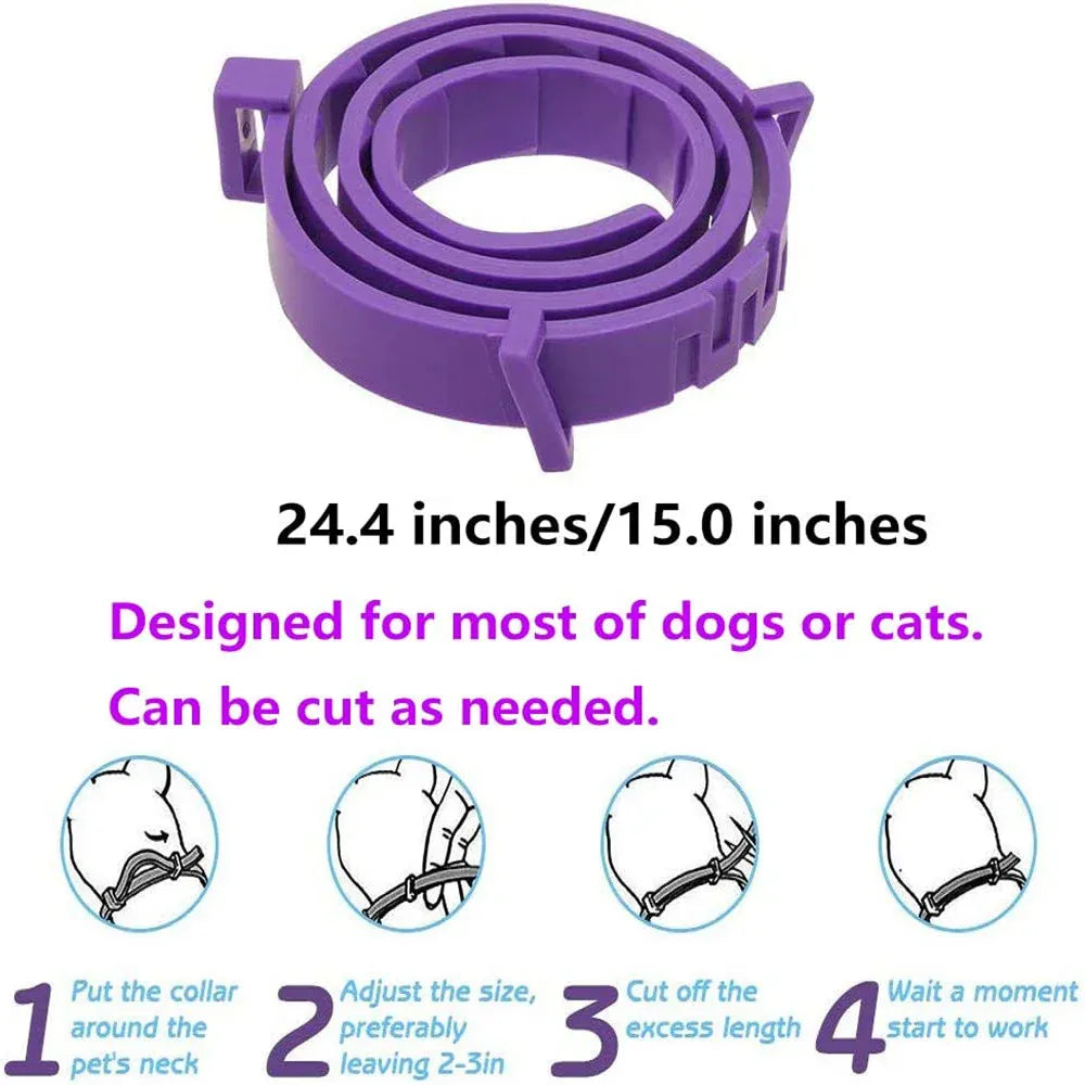 Pet Calming Collar for Cats & Dogs - 2-Month Anxiety Relief with Natural Pheromones, Adjustable Stress Reduction Collar for Thunder, Travel & Separation Anxiety
