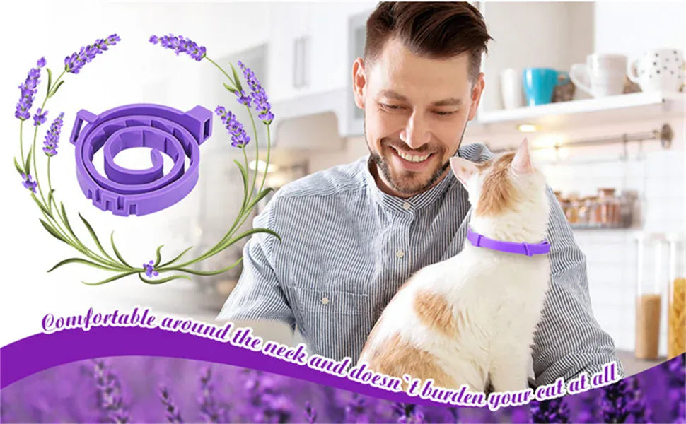 Pet Calming Collar for Cats & Dogs - 2-Month Anxiety Relief with Natural Pheromones, Adjustable Stress Reduction Collar for Thunder, Travel & Separation Anxiety