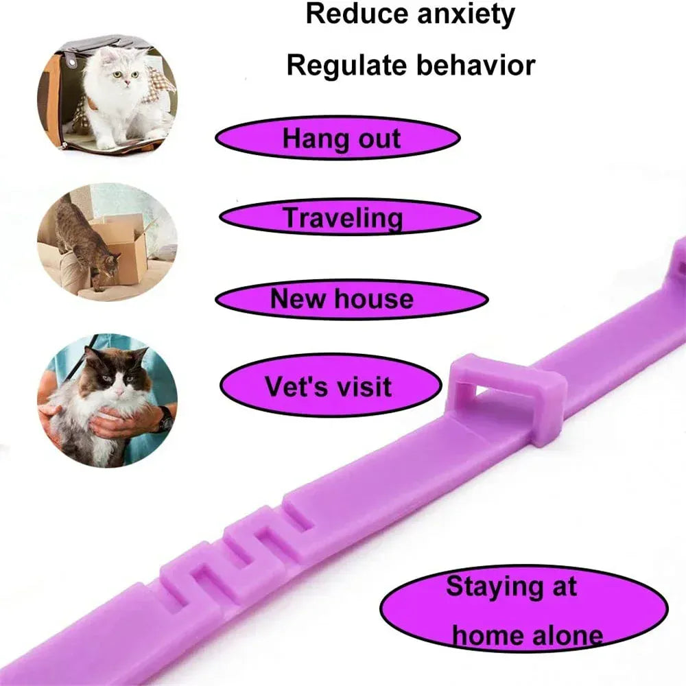 Pet Calming Collar for Cats & Dogs - 2-Month Anxiety Relief with Natural Pheromones, Adjustable Stress Reduction Collar for Thunder, Travel & Separation Anxiety