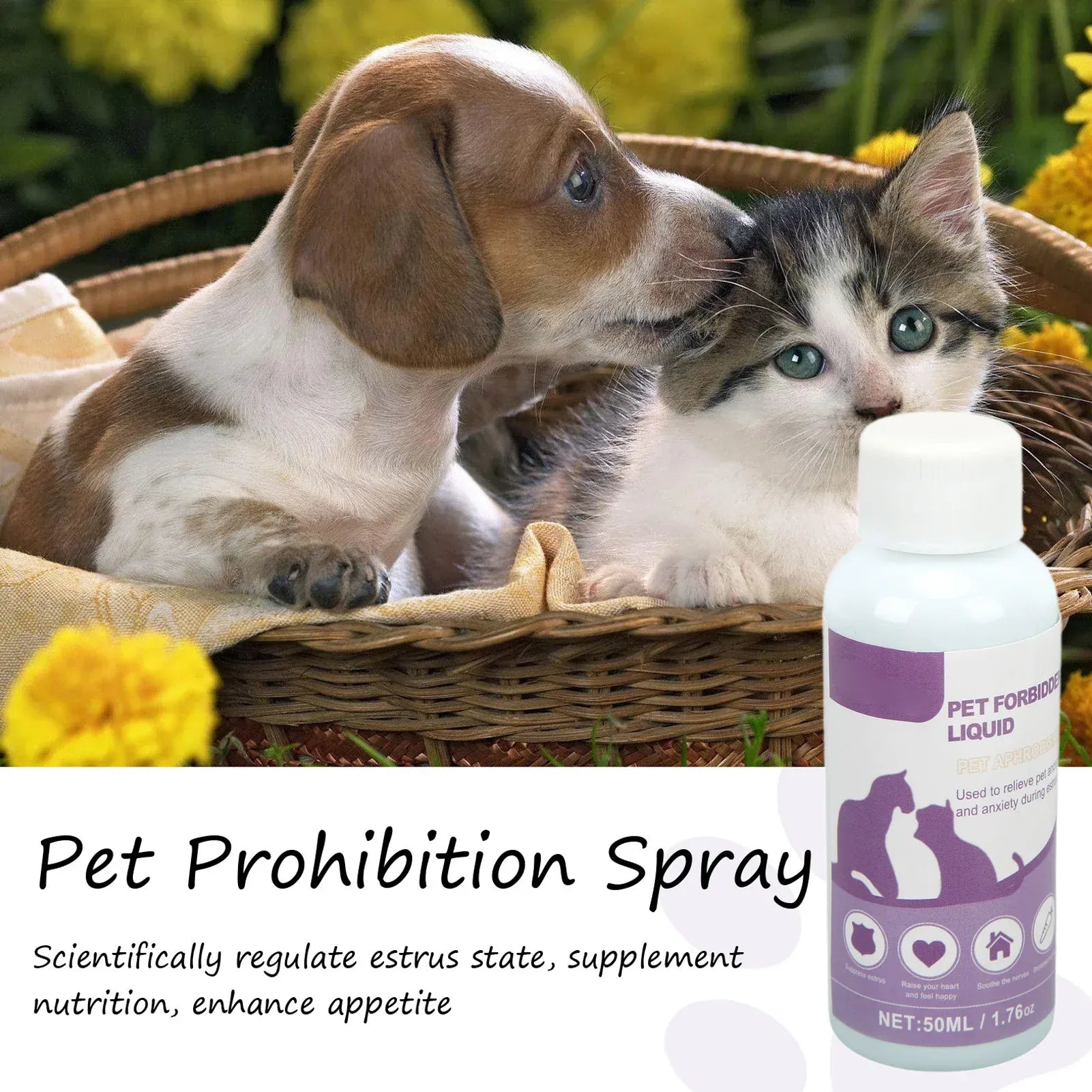 Pet Calming Spray Pet Supplies Pets Pheromone Calming Spray Improve Estrus Agitation Pet Anxiety Relief Spray for Cats Dogs 50ml