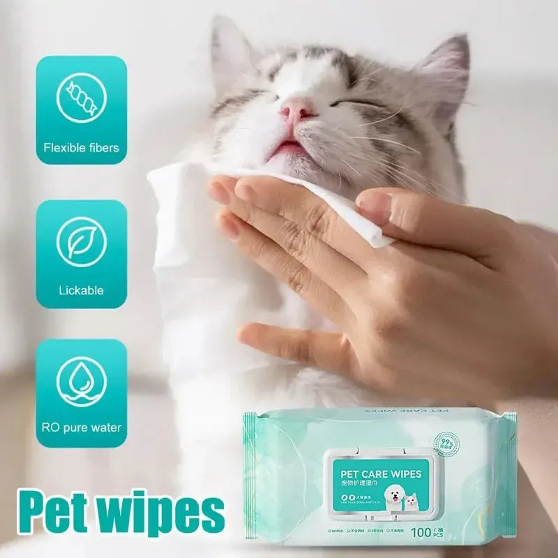 Pet Deodorant wipes 100Pcs Cleaning Tear Stains Decomposition Odor Pure Water Safe Gentle Pet Wipes cleaning wipes for dogs cats