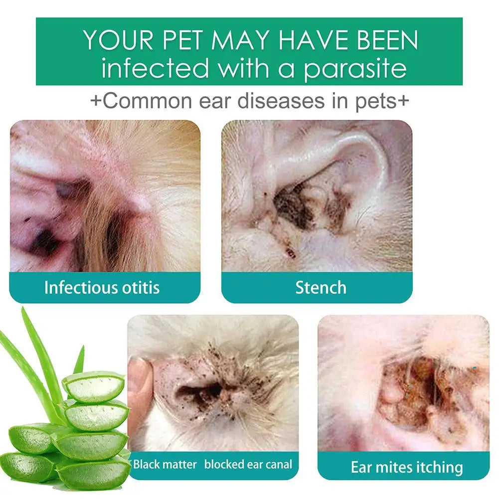 Pet Ear Cleaner Drops - Yeast & Mite Infection Treatment with Odor Removal