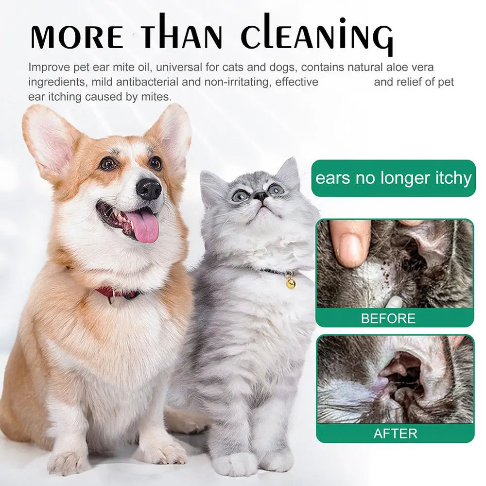 Pet Ear Cleaner Drops - Yeast & Mite Infection Treatment with Odor Removal
