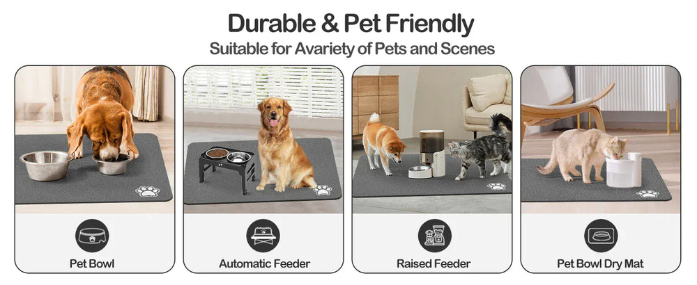 Pet Feeding Mat for Dogs & Cats | Absorbent, Quick-Dry Food & Water Placemat | Easy-to-Clean Non-Slip Pet Bowl Mat