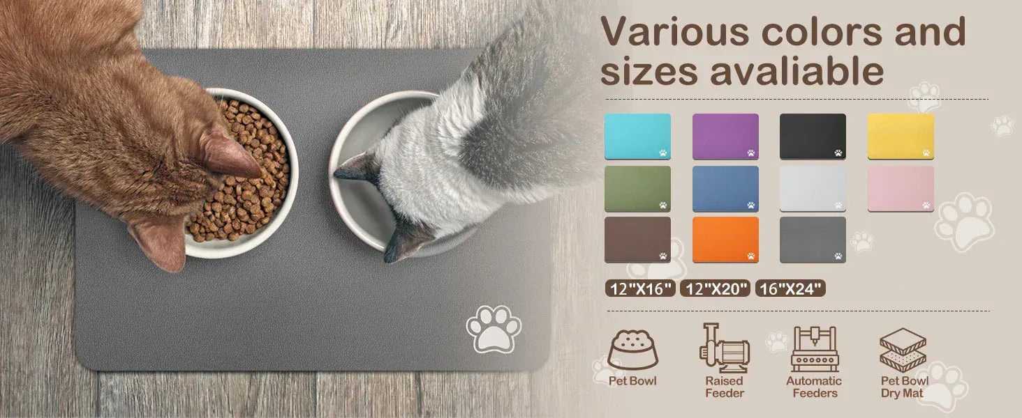 Pet Feeding Mat for Dogs & Cats | Absorbent, Quick-Dry Food & Water Placemat | Easy-to-Clean Non-Slip Pet Bowl Mat