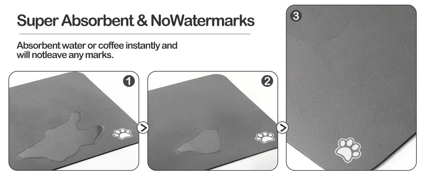 Pet Feeding Mat for Dogs & Cats | Absorbent, Quick-Dry Food & Water Placemat | Easy-to-Clean Non-Slip Pet Bowl Mat