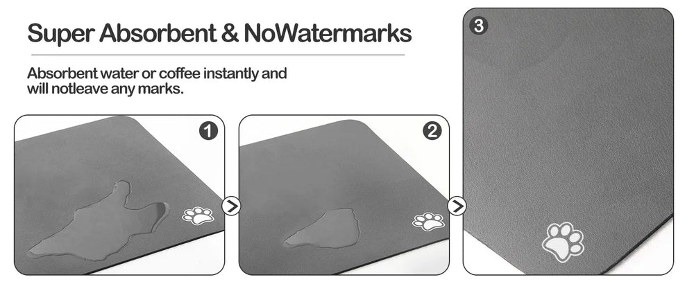 Pet Feeding Mat for Dogs & Cats | Absorbent, Quick-Dry Food & Water Placemat | Easy-to-Clean Non-Slip Pet Bowl Mat