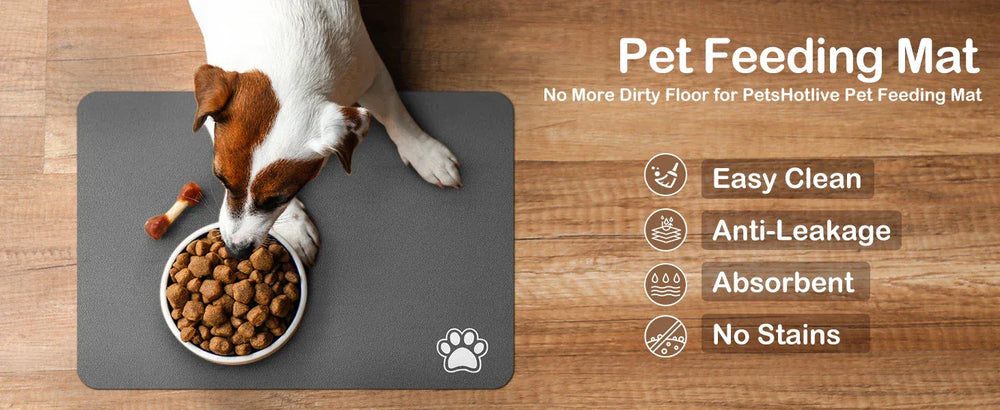 Pet Feeding Mat for Dogs & Cats | Absorbent, Quick-Dry Food & Water Placemat | Easy-to-Clean Non-Slip Pet Bowl Mat